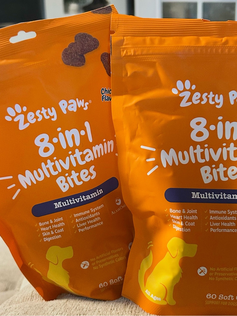 2 packs Zesty Paws Probiotic Bites Gut Health chicken  Flavor 120 Soft Chews